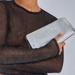Silver clutch purse